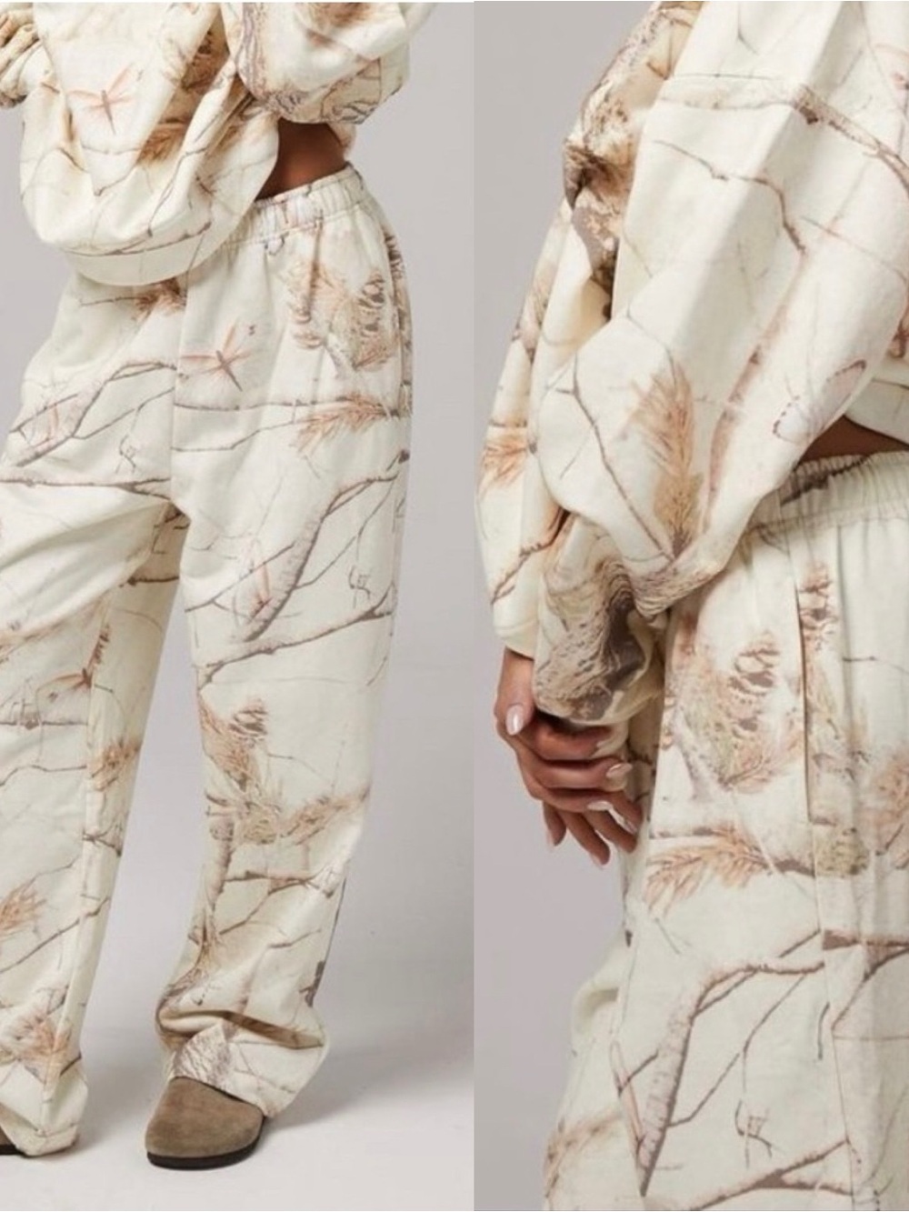 Dairy Boy Camo Wide Leg Sweatpants Unisex Medium Ivory Tree Print Lounge Pants